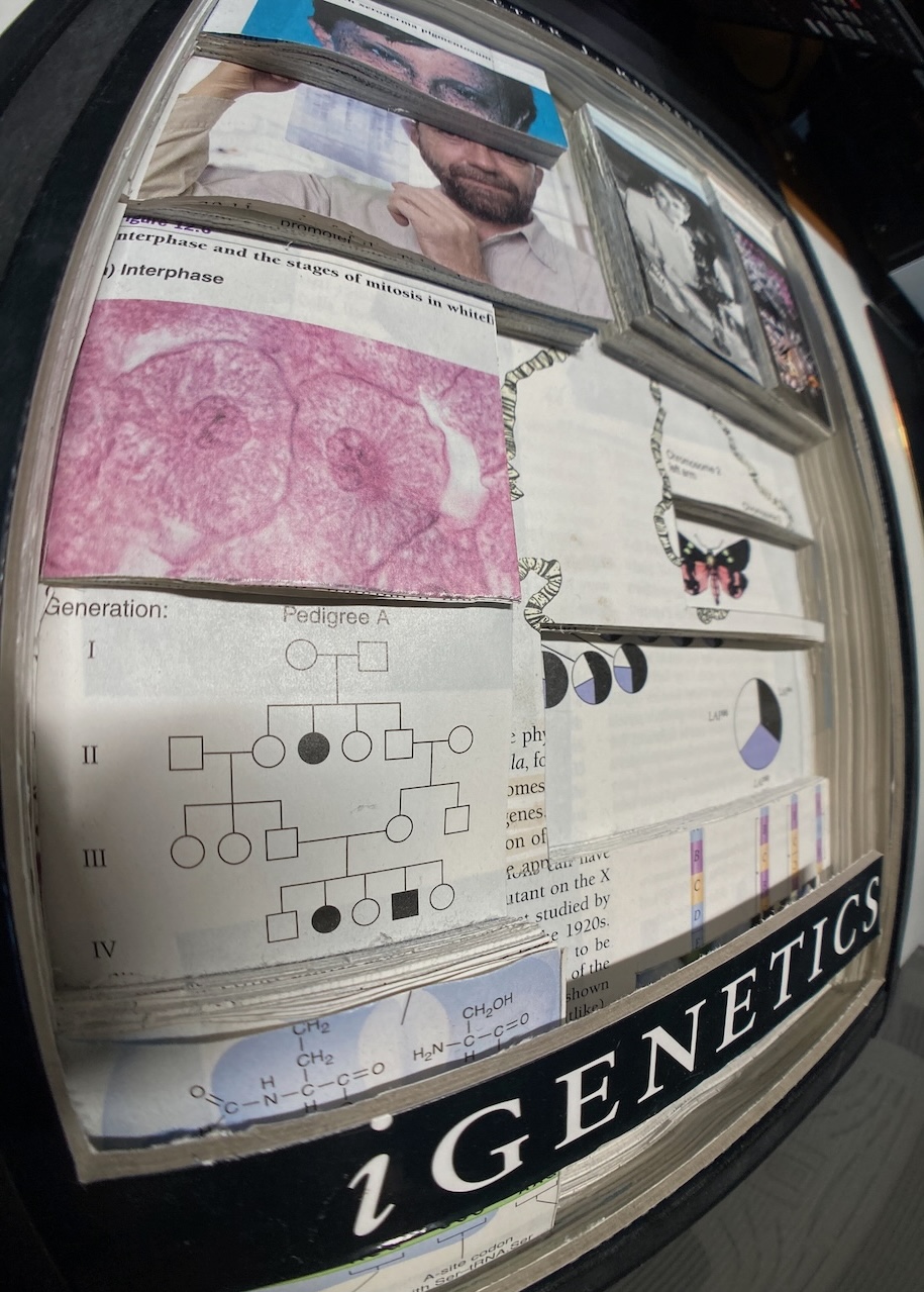 Wide angle lens shot from the left edge of the book tilted at 45 degrees.